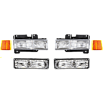 6-Piece Kit Driver and Passenger Side Halogen Headlight, With bulb(s), For Models With Composite s, Type 2, OE Replacement,  Includes (2) Headlight, (2) Side Marker, and (2) Turn Signal Light