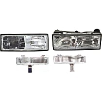 4-Piece Kit Driver and Passenger Side Halogen Headlight, With bulb(s), Mounts on Bumper, OE Replacement, Includes (2) Headlight and (2) Turn Signal Light