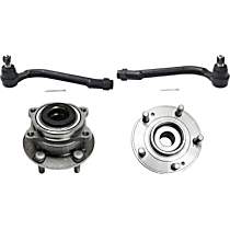 4-Piece Kit Front or Rear, Driver and Passenger Side Wheel Hub, AWD, FWD, 5 Lugs, With Bearing,  Includes (2) Tie Rod End and (2) Wheel Hub