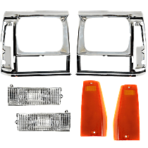 6-Piece Kit Driver and Passenger Side Headlight Door, includes Side Markers and Turn Signal Lights