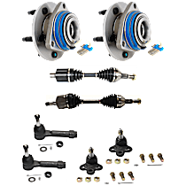 8-Piece Kit Front, Driver and Passenger Side Axle Assembly, Front Wheel Drive, With Standard Neoprene Outboard Boot, New, 3.4L 6Cyl  Includes (2) Axle Assembly, (2) Ball Joint, (2) Tie Rod End, and (2) Wheel Hub