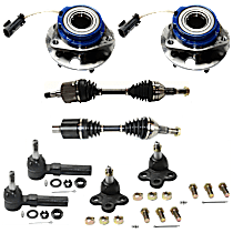 8-Piece Kit Front, Driver and Passenger Side Axle Assembly, Naturally Aspirated, With Standard Neoprene Outboard Boot, New, 3.4L 6Cyl  Includes (2) Axle Assembly, (2) Ball Joint, (2) Tie Rod End, and (2) Wheel Hub