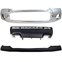 3-Piece Kit Front Bumper, For Models With Steel Lower , Chrome,  Includes (1) Bumper, (1) Bumper Cover, and (1) Valance