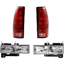 4-Piece Kit Driver and Passenger Side Halogen Headlight, With bulb(s), Fleetside, OE Replacement Includes (2) Headlight and (2) Tail Light