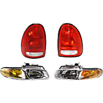 Driver and Passenger Side Headlight Kit, With bulb(s), Halogen, For Models Without Quad Lights, Single beam headlight, includes Tail Lights