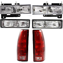 6-Piece Kit Driver and Passenger Side Halogen With bulb(s), Fleetside, For Models Without 15,000 Lbs. Gross Vehicle Weight, For Models With Composite Headlights, Type 2, OE Replacement Includes (2) Headlight, (2) Tail Light, and (2) Turn Signal Light