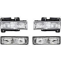 4-Piece Kit Driver and Passenger Side Halogen With bulb(s), For Models With Composite Headlights, Type 2, OE Replacement Includes (2) Headlight and (2) Turn Signal Light