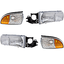 4-Piece Kit Driver and Passenger Side Halogen Headlight, With bulb(s), OE Replacement, Includes (2) Headlight and (2) Side Marker