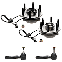 4-Piece Kit Front, Driver and Passenger Side Suspension Kit, Four Wheel Drive,  Includes (2) Tie Rod End and (2) Wheel Hub