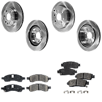 6-Piece Kit Front and Rear Brake Disc and Pad Kit, Plain Surface, 6 Lugs, Ceramic, Pro-Line Series  Includes (4) Brake Disc and (2) Brake Pad Set