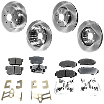 Front and Rear Brake Disc and Pad Kit, Plain Surface, 5 Lugs, Ceramic, AWD, Pro-Line Series