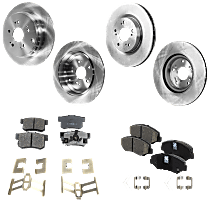 Front and Rear Brake Disc and Pad Kit, Plain Surface, 5 Lugs, Ceramic, FWD, Front Wheel Drive, 2.4L Engine, EX-L Model, Pro-Line Series