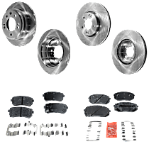 Front and Rear Brake Disc and Pad Kit, Plain Surface, 5 Lugs, Ceramic, Front Wheel Drive, Pro-Line Series