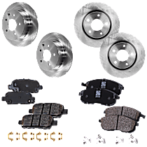 8-Piece Kit Front and Rear Brake Disc and Pad Kit, Plain Surface, 5 Lugs, Ceramic, engdesig: MRA8DE, Naturally Aspirated, GAS, Nissan Engine, With Rear Disc Brake, SL, 1.8L 4Cyl, Pro-Line Series  Includes (4) Brake Disc and (2) Brake Pa