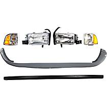 6-Piece Kit Driver and Passenger Side Halogen Headlight, With bulb(s), OE Replacement, Includes (2) Headlight, (2) Corner Light and (2) Bumper Cover