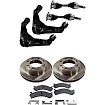Front, Driver and Passenger Side Axle Assembly, Four Wheel Drive, Includes Brake Discs, Brake Pad Set, and Control Arms