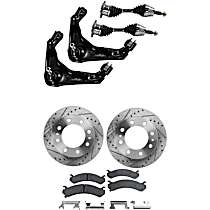 Front, Driver and Passenger Side Axle Assembly, Four Wheel Drive, Includes Brake Discs, Brake Pad Sets, and Control Arms