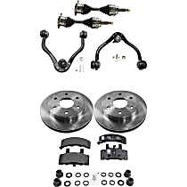 7-Piece Kit Front, Driver and Passenger Side Axle Assembly, With 8600 lb. Gross Vehicle Weight (Gvw), Includes (2) Axle Assembly, (2) Brake Disc, (1) Brake Pad Set, and (2) Control Arm