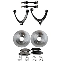 7-Piece Kit Front, Driver and Passenger Side Axle Assembly, Includes Brake Discs, Brake Pad Sets, and Control Arms
