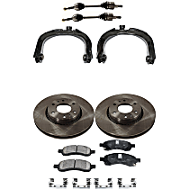 Front, Driver and Passenger Side Axle Assembly, Four Wheel Drive, Includes Brake Discs, Brake Pad Sets, and Control Arms