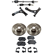 Front Axle Assembly, Front Wheel Drive, Non-ABS, Automatic Transmission, Includes Brake Discs, Brake Pad Sets, and Control Arms