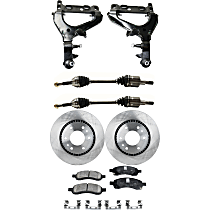 7-Piece Kit Front, Driver and Passenger Side, Lower Control Arm with Axle Assemblies, Brake Discs, and Brake Pad Set