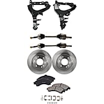 8-Piece Kit Front, Driver and Passenger Side, Lower Control Arm Kit, AWD, includes (2) Axle Assembly, (2) Brake Disc, (1) Brake Pad Set, and (2) Control Arm