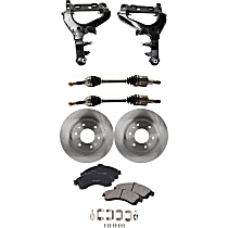 7-Piece Kit Front, Driver and Passenger Side, Lower Control Arm with Axle Assemblies, Brake Discs, and Brake Pad Set