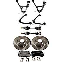 10-Piece Kit Front, Driver and Passenger Side, Upper and Lower Control Arm, Includes (2) Axle Assembly, (2) Brake Disc, (1) Brake Pad Set, and (4) Control Arm