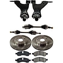 8-Piece Kit Front Control Arm Kit, includes (2) Axle Assembly, (2) Brake Disc, (1) Brake Pad Set, and (2) Control Arm
