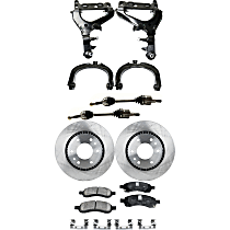 9-Piece Kit Front, Driver and Passenger Side, Upper and Lower Control Arm with Axle Assemblies, Brake Discs, and Brake Pad Set