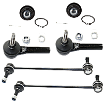 6-Piece Kit Front, Driver and Passenger Side, Outer Tie Rod End, includes (1) Ball Joint, (1) Sway Bar Link and (1) Tie Rod End