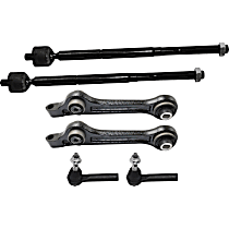 6-Piece Kit Front, Driver and Passenger Side, Lower, Rearward Control Arm, RWD, For Models Without Touring Suspension,  Includes (1) Control Arm and (2) Tie Rod End