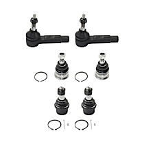 6-Piece Kit Front, Driver and Passenger Side, Upper and Lower Ball Joint, Rear Wheel Drive,  Includes (1) Tie Rod End and (2) Ball Joint