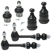 6-Piece Kit Front, Driver and Passenger Side, Upper and Lower Ball Joint, Gear Steering Type, Power Steering, Oe Type,  Includes (1) Sway Bar Link and (2) Ball Joint