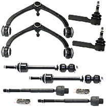 8-Piece Kit Front, Driver and Passenger Side, Upper Control Arm, Rear Wheel Drive,  Includes (1) Control Arm, (1) Sway Bar Link and (2) Tie Rod End