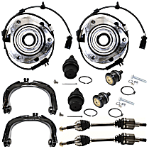 10-Piece Kit Front, Driver and Passenger Side Wheel Hub, AWD/RWD, Includes (2) Axle Assembly, (4) Ball Joint, (2) Control Arm, and (2) Wheel Hub