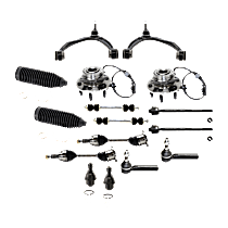 16-Piece Kit Front, Driver and Passenger Side Wheel Hub, 4WD, 6 Lugs, With Bearing, With Sensor,  Includes (2) Axle Assembly, (2) Ball Joint, (2) Control Arm, (2) Steering Rack Boot, (2) Sway Bar Link, (4) Tie Rod End, and (2) Wheel Hub