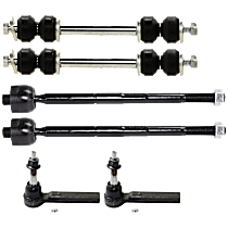 6-Piece Kit Front, Driver and Passenger Side, Inner and Outer Tie Rod End, 4WD,  Includes (1) Sway Bar Link and (2) Tie Rod End