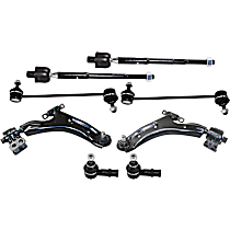 8-Piece Kit Front, Driver and Passenger Side, Lower Control Arm, includes (1) Sway Bar Link, (2) Control Arm and (2) Tie Rod End