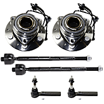 6-Piece Kit Front, Driver and Passenger Side Wheel Hub, 4WD, 6 Lugs, With Bearing, With Sensor,  Includes (4) Tie Rod End and (2) Wheel Hub