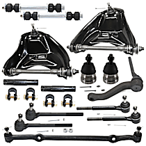 14-Piece Kit Front, Driver and Passenger Side, Upper Control Arm, with Ball Joints, Center Link, Idler Arm, Sway Bar Links, Tie Rod Adjusting Sleeves, and Tie Rod Ends