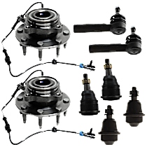 8-Piece Kit Front, Driver and Passenger Side Wheel Hub, 8 Lugs, With Bearing, With Sensor,  Includes (4) Ball Joint, (2) Tie Rod End, and (2) Wheel Hub