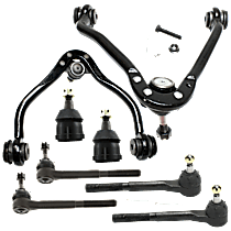 8-Piece Kit Front, Driver and Passenger Side, Upper Control Arm, RWD, includes (2) Ball Joint, (2) Control Arm, and (4) Tie Rod End