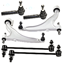 6-Piece Kit Front, Driver and Passenger Side, Lower Control Arm, AWD,  Includes (2) Control Arm, (2) Sway Bar Link, and (2) Tie Rod End