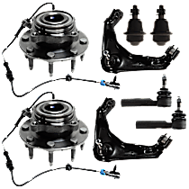 8-Piece Kit Front, Driver and Passenger Side Wheel Hub with Ball Joints, Control Arms, and Tie Rod Ends