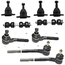 10-Piece Kit Front, Driver and Passenger Side, Upper and Lower Ball Joint, 4WD, includes (4) Ball Joint, (2) Sway Bar Link, and (4) Tie Rod End