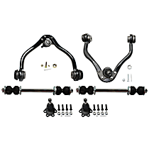 6-Piece Kit Front, Driver and Passenger Side, Upper Control Arm, 4WD, 8,600 lbs. GVW, includes (2) Ball Joint, (2) Control Arm, and (2) Sway Bar Link