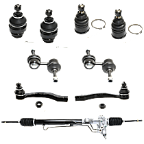 9-Piece Kit Steering Rack, With Hydraulic, Adjustable Camber, Power,  Includes (4) Ball Joint, (1) Steering Rack, (2) Sway Bar Link, and (2) Tie Rod End
