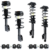 6-Piece Kit Front and Rear, Driver and Passenger Side Fully Loaded Strut, Models with 2 3/8 (in) Spacing Between Lower Mounting Bolts,  Includes (4) Loaded Strut and (2) Sway Bar Link